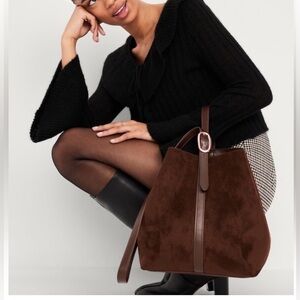 Old Navy Chocolate Brown Suede Shoulder Bag